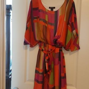 Orange and Fuschi. Multi -colored dress
